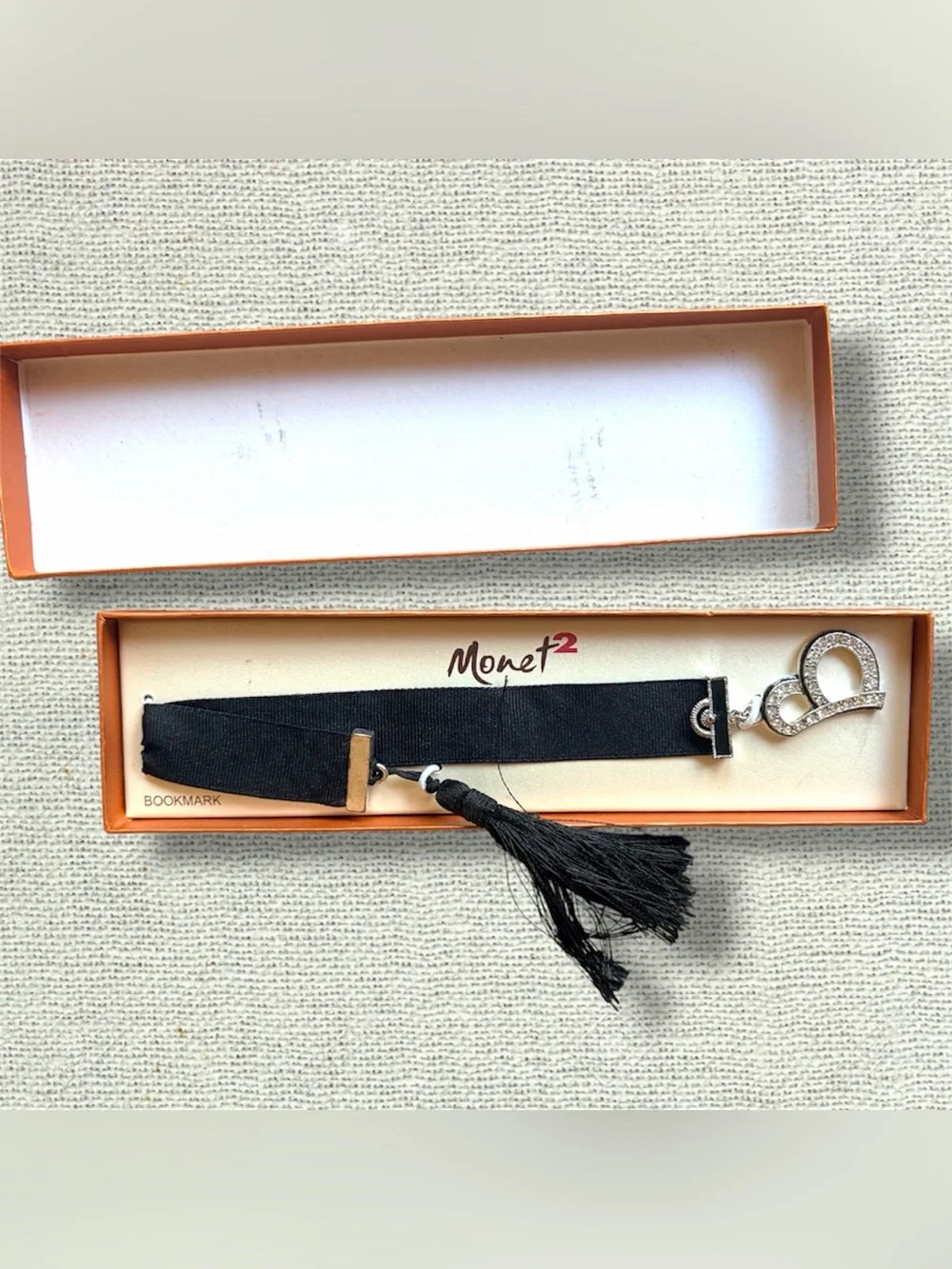 Monet² Letter B Rhinestone Initial Bookmark Black Tassel New in Box